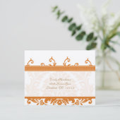 Kaart Oranje en Ivory Damask Wedding Insert (Staand voorkant)