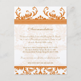 Kaart Oranje en Ivory Damask Wedding Insert
