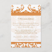 Kaart Oranje en Ivory Damask Wedding Insert (Voorkant)