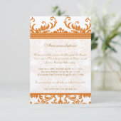 Kaart Oranje en Ivory Damask Wedding Insert (Staand voorkant)