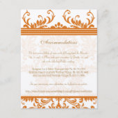 Kaart Oranje en Ivory Damask Wedding Insert (Voorkant)
