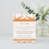 Kaart Oranje en Ivory Damask Wedding Insert (Staand voorkant)
