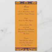 Kaart Oranje en Paars Damask Menu (Achterkant)