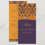 Kaart Oranje en Paars Damask Menu (Voorkant / Achterkant)