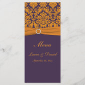 Kaart Oranje en Paars Damask Menu (Voorkant)