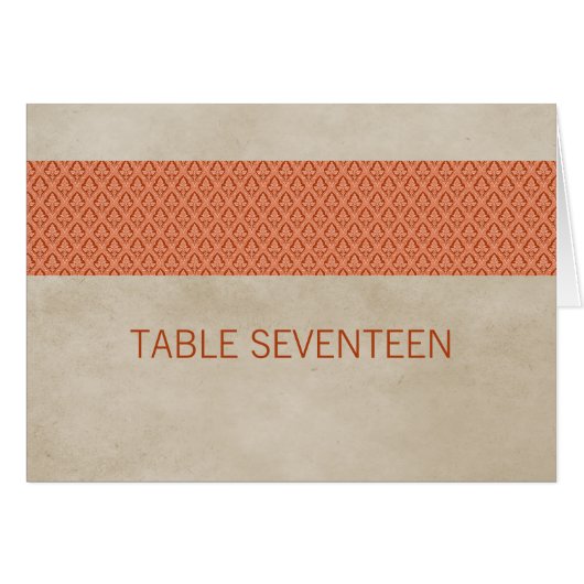 Kaart Oranje Rustic Damask Table Number (Voorkant Horizontaal)