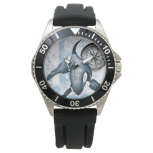 kaart Orca Blue Compass Horloge