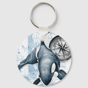 kaart Orca Blue Compass Sleutelhanger