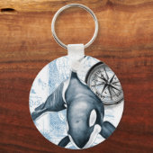 kaart Orca Blue Compass Sleutelhanger (Voorkant)