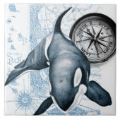 kaart Orca Blue Compass Tegeltje (Voorkant)