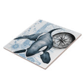  kaart Orca Blue Compass Tegeltje (Zijkant)