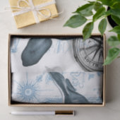  kaart Orca Blue Compass Tissuepapier (Geschenk)