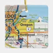  kaart Oregon Ohio Keramisch Ornament (Voorkant)