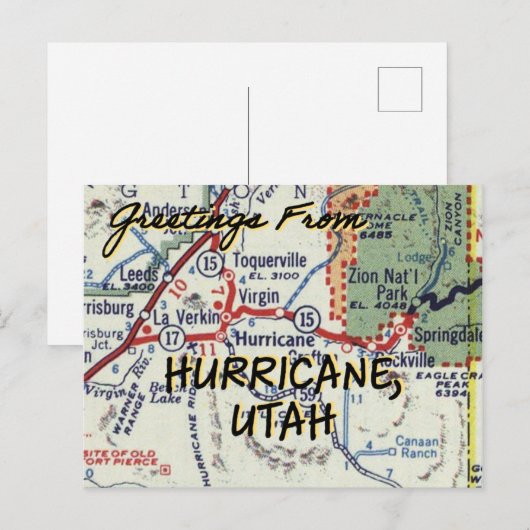  kaart orkaan Utah (Voorkant / Achterkant)