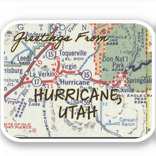  kaart orkaan Utah Sticker (Voorkant)