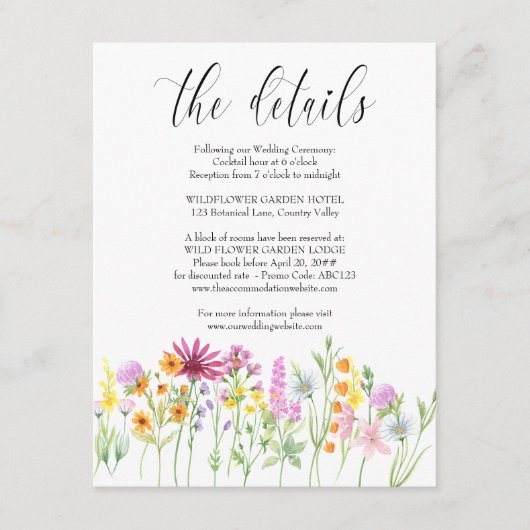 Kaart over Wildflower weduwigment (Voorkant)