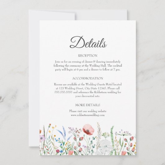 Kaart over Wildflower weduwigment (Voorkant)