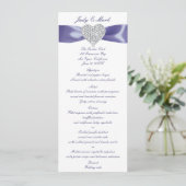 Kaart Paars Blue Diamond Heart Wedding Menu (Staand voorkant)