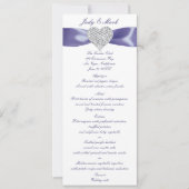 Kaart Paars Blue Diamond Heart Wedding Menu (Voorkant)