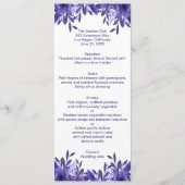 Kaart Paars Blue Floral Foliage Wedding Menu (Voorkant)