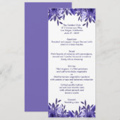 Kaart Paars Blue Floral Foliage Wedding Menu (Voorkant / Achterkant)
