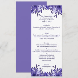 Kaart Paars Blue Floral Foliage Wedding Menu