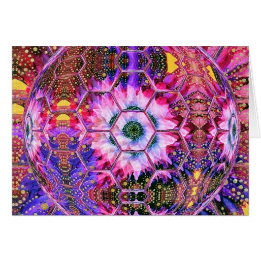Kaart: paars, roze prachtig, vrolijk floreel werel (Voorkant Horizontaal)