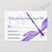 Kaart Paarse dragonfly RSVP-behuizing (Voorkant)