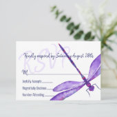 Kaart Paarse dragonfly RSVP-behuizing (Staand voorkant)