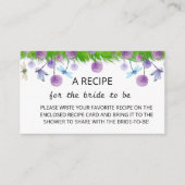 Kaart Paarse Floral Recipe Enclosure (Voorkant)