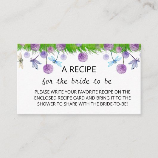 Kaart Paarse Floral Recipe Enclosure (Voorkant)