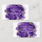 Kaart Paarse Gold Paint Wedding Registry Enclosure Visitekaartje (Voorkant / Achterkant)