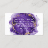Kaart Paarse Gold Paint Wedding Registry Enclosure Visitekaartje (Achterkant)