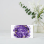 Kaart Paarse Gold Paint Wedding Registry Enclosure Visitekaartje (Staand voorkant)
