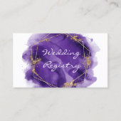 Kaart Paarse Gold Paint Wedding Registry Enclosure Visitekaartje (Voorkant)