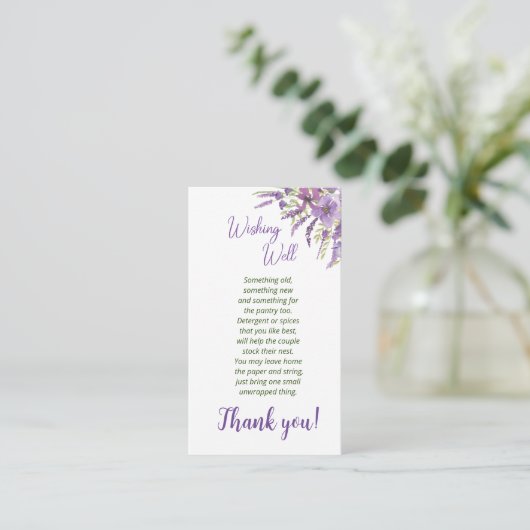 Kaart Paarse vrijgezellenfeest Wishing well Enclos (Staand voorkant)