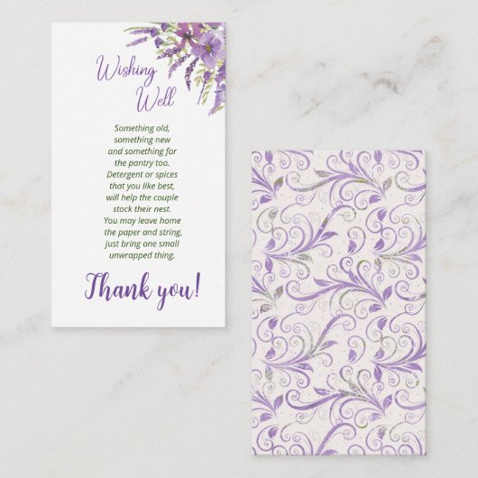 Kaart Paarse vrijgezellenfeest Wishing well Enclos (Voorkant / Achterkant)