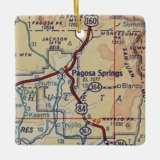  kaart Pagosa Springs Keramisch Ornament (Voorkant)