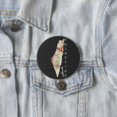 kaart Palestina Arabische kalligrafie Ronde Button 7,6 Cm (In situ)