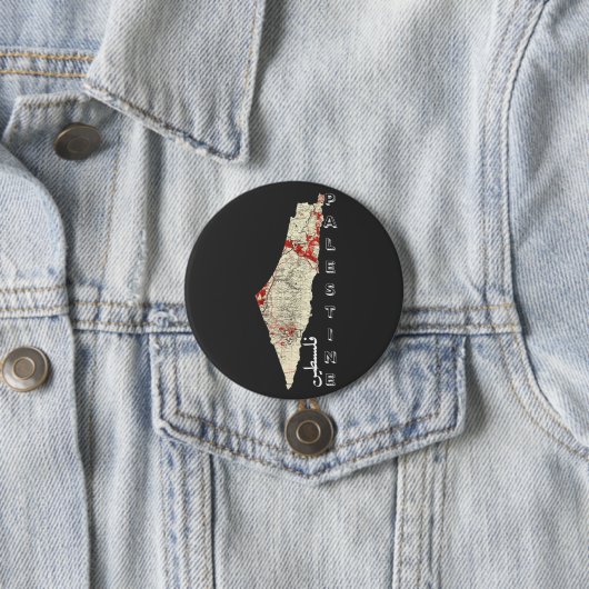 kaart Palestina Arabische kalligrafie Ronde Button 7,6 Cm (In situ)