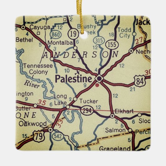  kaart Palestine TX Keramisch Ornament (Voorkant)