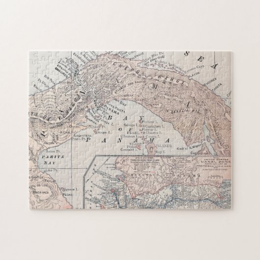 KAART: PANAMA, 1907 LEGPUZZEL (Horizontaal)