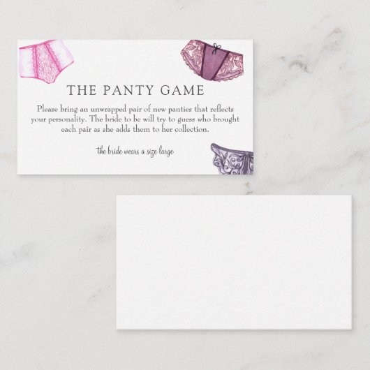 Kaart Panty Game Insert (Voorkant / Achterkant)