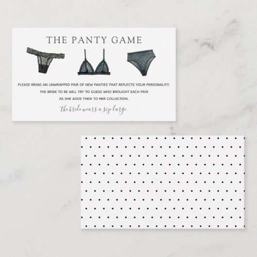 Kaart Panty Game Insert (Voorkant / Achterkant)