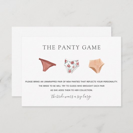 Kaart Panty Game Insert (Voorkant / Achterkant)