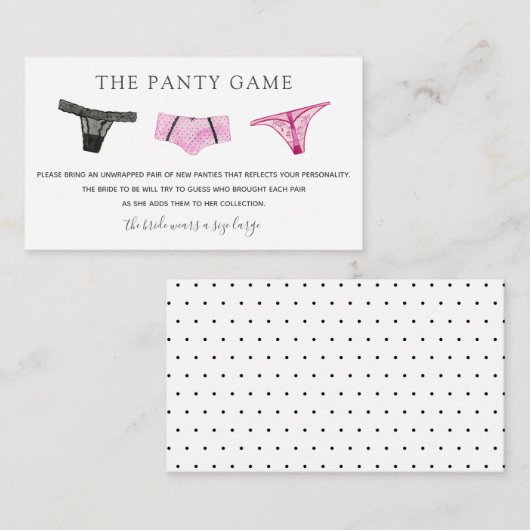 Kaart Panty Game Insert (Voorkant / Achterkant)