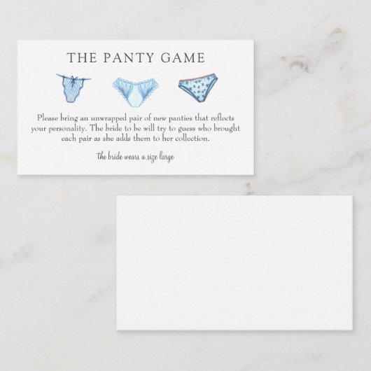 Kaart Panty Game Insert (Voorkant / Achterkant)