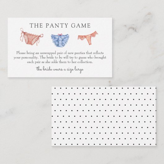 Kaart Panty Game Insert (Voorkant / Achterkant)