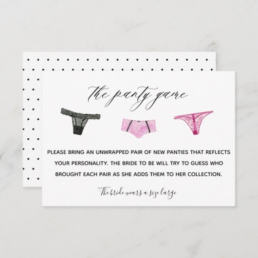 Kaart Panty Game Insert (Voorkant / Achterkant)