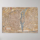kaart Parijs, 1550 Poster (Voorkant)